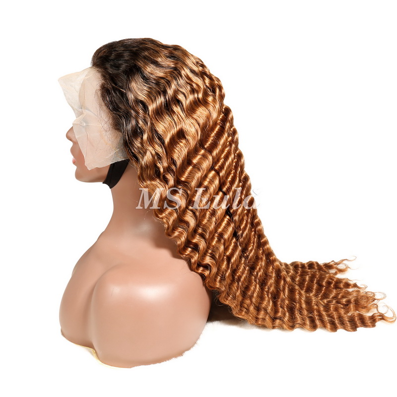 #1B/30 Color 13x4 Deep Wave Lace Front Wigs - 图片 4